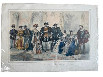 Antique Lithography Costumes Noble Neapolitan Families By Coindre Paris c.1854