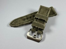 PAM 26mm 110mm X 65mm Canvas Watch Strap vintage tinta Verde handmade in Italy