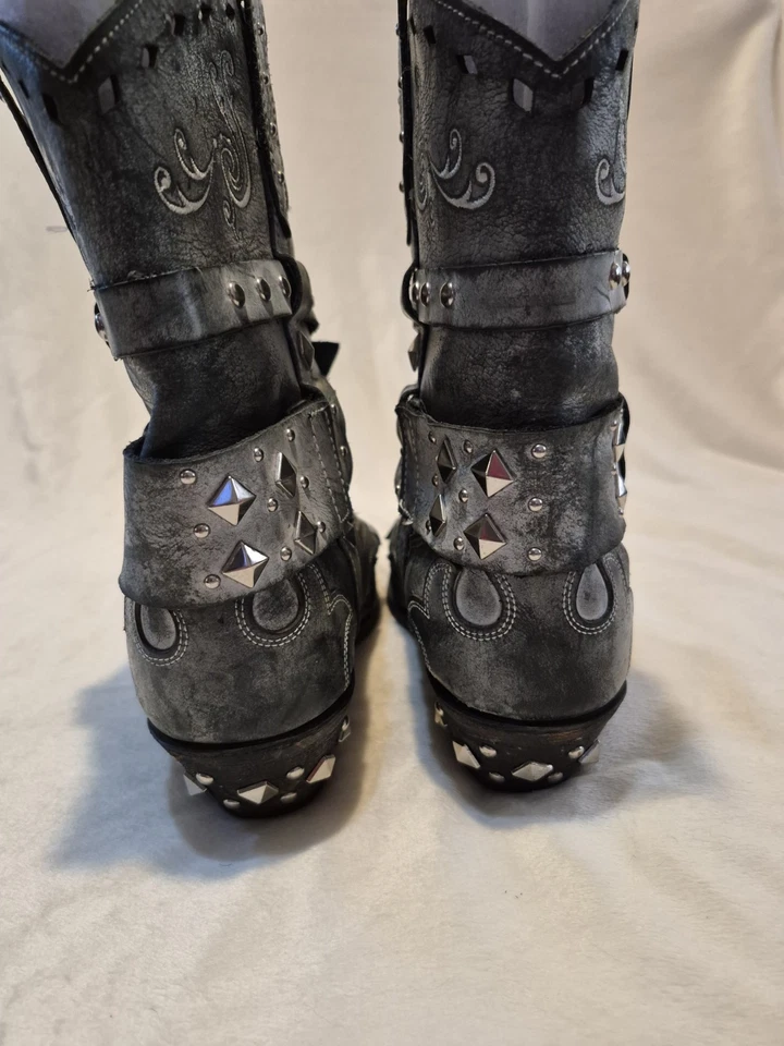 Botas de Vaquero para Mujer Talla 10 - Rockin Country Gris Tachonado Foto 4 de 4