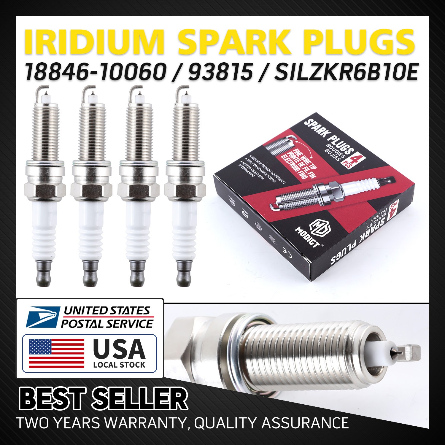 Set of 4 For NGK SILZKR6B10/93815 Laser Iridium Spark Plugs For Hyundai  Kia