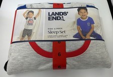 NWT Lands End Kids 4-Piece Pajama Sleep Set PJs Shorts Pants Cozy Blue Size 6