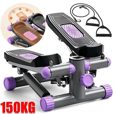 2 IN 1 Fitness Stepper Heimtrainer Mit Expanderbändern & Display Up Down Swing