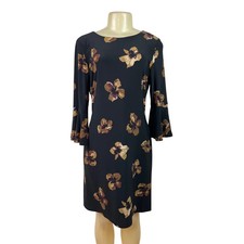New— Tommy Hilfiger Women's Black Floral Bell Sleeve Dress Size 2