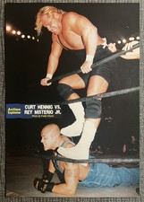 CURT HENNIG vs REY MYSTERIO JR double-sided Wrestling Magazine page Pinup WWF