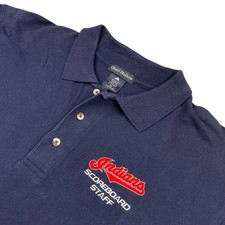 VTG Cleveland Indians Men's 100 Cotton Team Issued Polo Shirt Navy   Medium