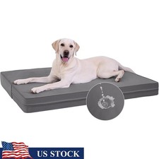 Orthopedic Waterproof Faux Leather Dog Bed Removable Cover Non Skid Soft Support