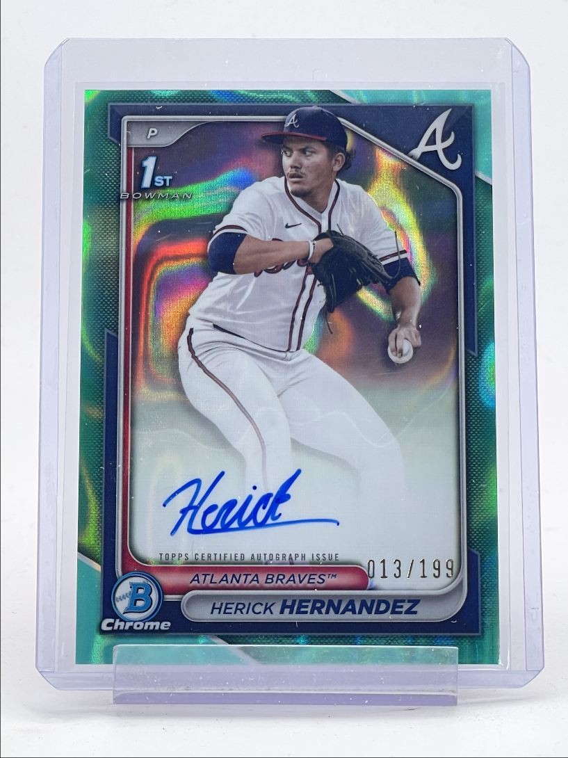 HERICK HERNANDEZ 2024 BOWMAN CHROME DRAFT 1ST AQUA LAVA AUTO /199 Q4586