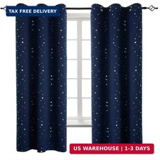 Kids Blackout Curtains for Boys Bedroom 63 Inch Long - Navy 2 Panels  Si