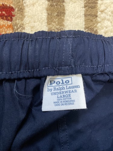 Vintage Polo by Ralph Lauren Navy Pajama Pants Men’s Large Sleepwear Red Pony - Picture 4 of 11