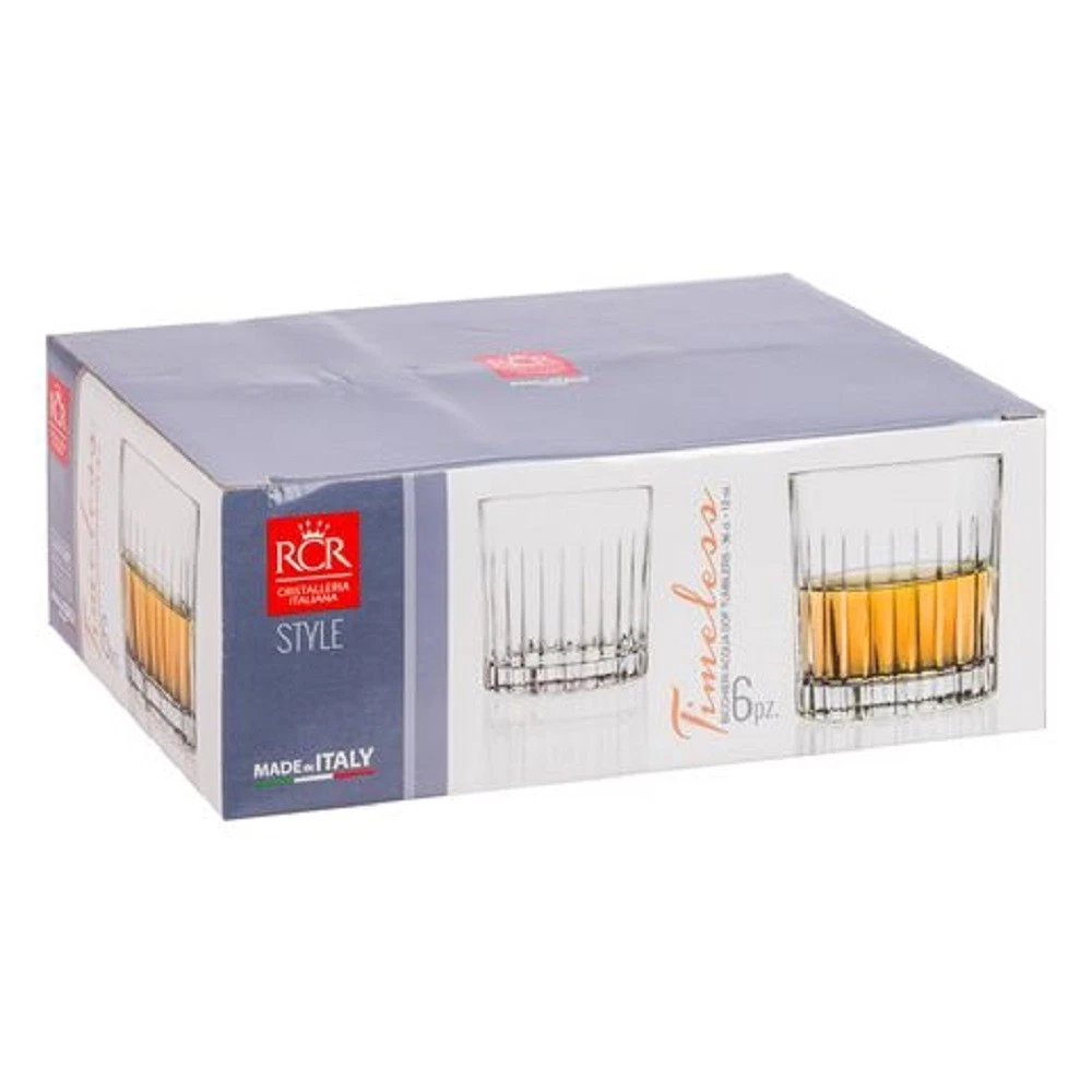 NEW RCR TIMELESS CRYSTAL LIQUOR GLASSES SET 310ml Lead Free Alcohol Scotch