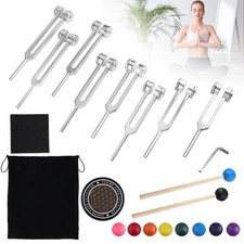 8Pcs Tuning Forks for Healing Set 126-272Hz, DNA Healing,Chakra Therapy Aluminum