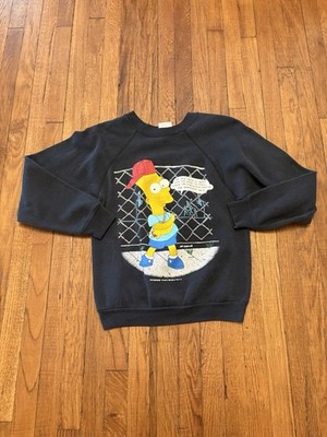 Vintage Bart Simpson Crewneck Sweatshirt Kids 14-16 Black 