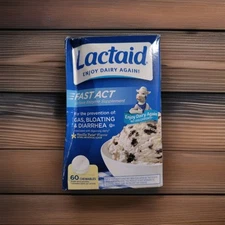 Lactaid FAST ACT Lactose Intolerance W/ Lactase Enzyme 60 CHEWABLES EXP: 6/2027