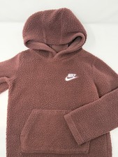 Nike Sherpa Fleece Hoodie Kids Size 6 5-6Y Dusty Rose Pullover Sweatshirt