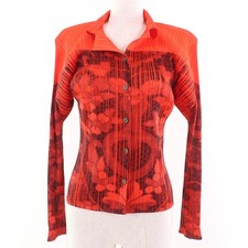 PLEATS PLEASE Ladies Shirt Issey Miyake Vintage Long Sleeve Orange 3 Japan