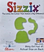 SIZZIX ORIGINAL BITTY GIRL HAIR DOLL FOR BODY GREEN DIE CUTTER FREE SHIP NEW