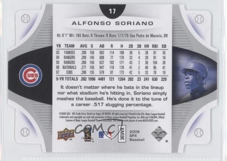2008 SPx Alfonso Soriano #17 - Image 2 of 2