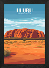 Uluru Rock Australia Framed Wall Art Poster Canvas Print Picture