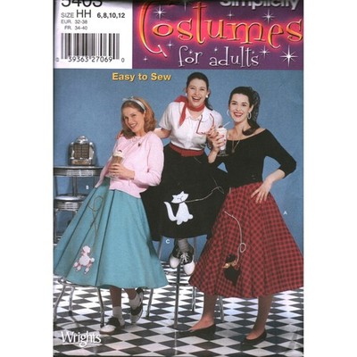 Simplicity 5403 Poodle Skirt Sewing Pattern Misses Retro 50s Costume Size 6-10