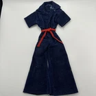 VTG Barbie Blue Corduroy Jumpsuits Bell Bottoms 70’s Red Waist Outfit Handmade