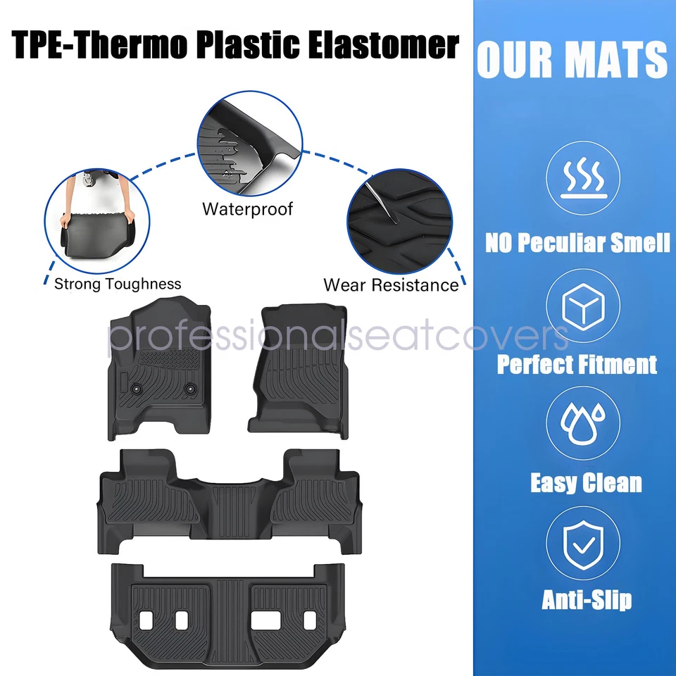 For 2015-2020 Chevy Suburban GMC Yukon XL TPE Front & 2nd & 3rd Floor Mats Liner - Image 3 of 4