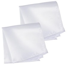 White Pocket Squares for Men, 2 Pcs Mens Satin Pocket Square Solid Color Handker