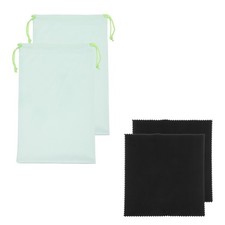 Ski Goggle Bag, Microfiber Bag with Cleaning Cloth 2 Pcs Light Green