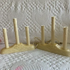 2 Vtg Christmas Window 3-Candle Lights Plastic Drip Candolier Electric  8.25”