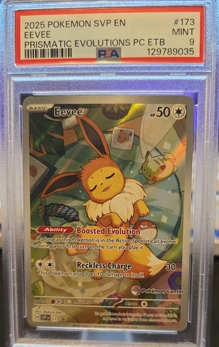 Eevee Pokemon Center Stamped 173 SV Prismatic Evolutions ETB Promo PSA 9