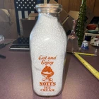 Vtg Quart Glass Milk Bottle eat and enjoy Notts ice cream, advertising. Dairy.