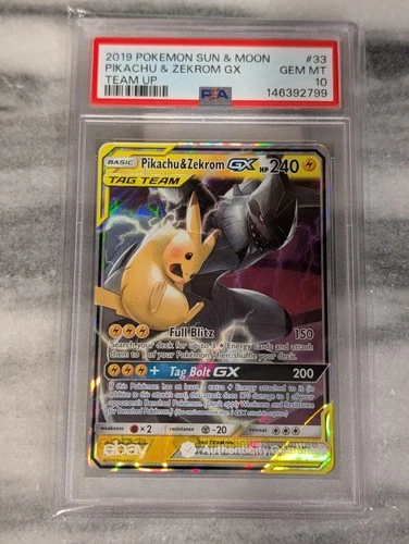 PIKACHU & ZEKROM GX TAG TEAM # 33/181 PSA 10 TEAM UP Pokemon TCG