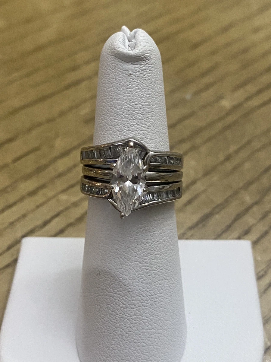 VINTAGE SETA STERLING SILVER 925 Signed 2 in 1 ZIRCONIA Band RING