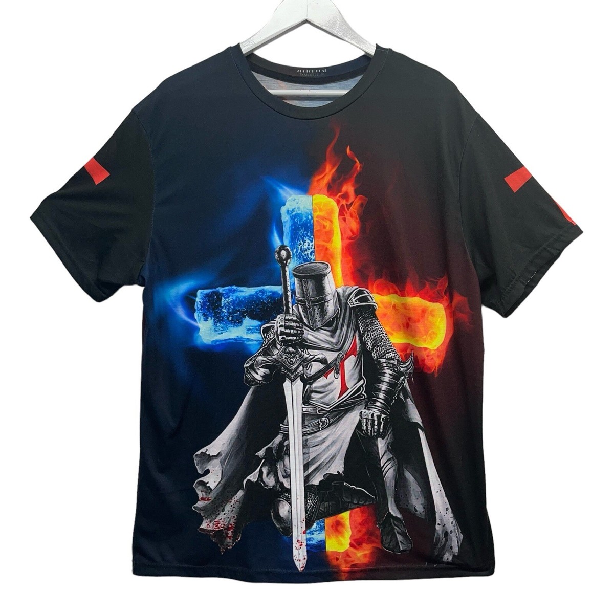 Zootop Bear Mens The Knights Templar The Devil Saw Me With My Head Down Tee XL