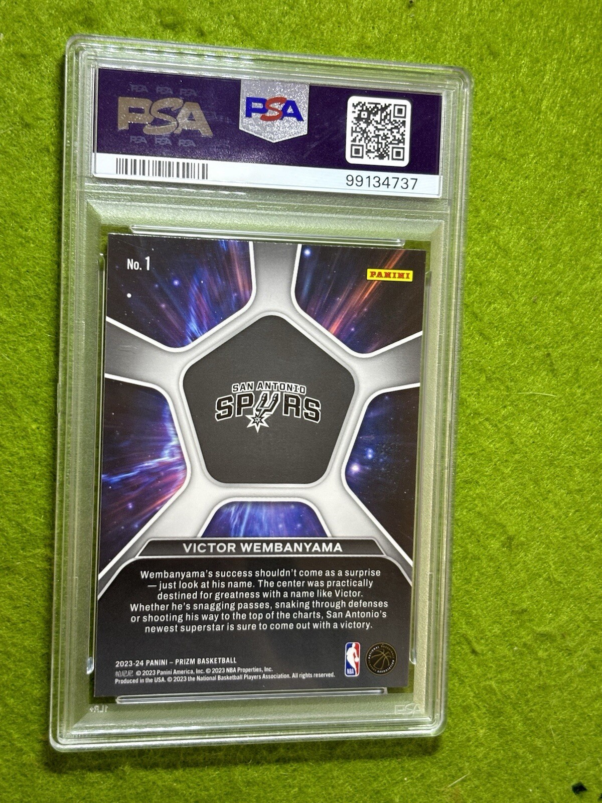 Victor Wembanyama PRIZM ROOKIE CARD  2023 Panini Prizm RC DEEP SPACE PSA 7 SPURS view 23