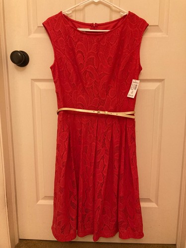 Robe Sans Manches Blush Avec Ceinture - Taille 14, Rose Fuschia Et Or - Neuf Avec étiquettes