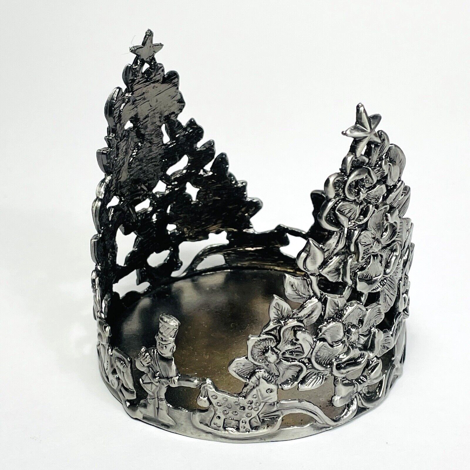 Christmas Tree Toy Soldier Candle Pewter Jar / Pillar Candle