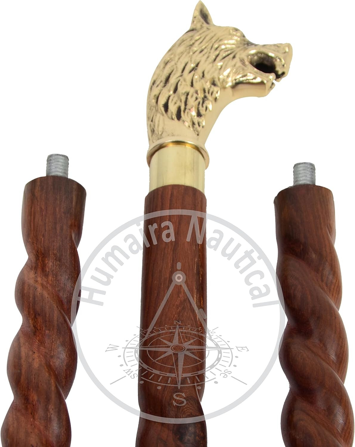 Wolf Head Solid Brass Head Handle Designer Vintag… - image 5