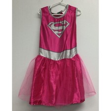 Girls Supergirl Halloween Costume Tutu Dress Up Size M Pink Silver
