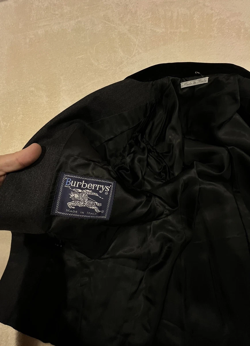 Burberry’s prorsum Gris Lana Terciopelo Ribete Manga Larga Mujer Blazer Chaqueta Talla 44