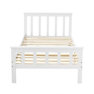 PANANA White Solid Pine Wood Standard 3ft Single Bed Frame Bedroom Furniture Bedframe