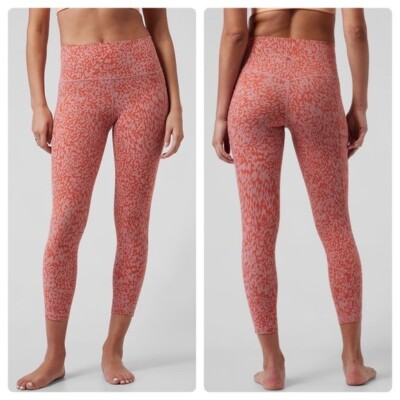 Athleta Salutation Stash Pocket II Printed 7/8 Tight-Ocelot Spot Orange- 3X-NWT