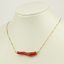 COLLANA IN ORO GIALLO 18KT CON RAMO DI CORALLO ROSSO SARDEGNA E CATENA OGLN 0265