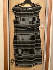 NWT Calvin Klein Sleeveless Striped Sheath Dress, 14, $134/$89.99