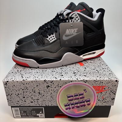 Size 12 - Air Jordan 4 Retro Bred Reimagined Black Red Grey
