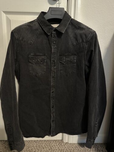 AllSaints Men’s Western Black Grey Denim Shirt S Worn Once Pre Owned