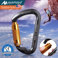 30KN Heavy Duty Auto Locking Carabiner Clips Twist Gate Aluminum D Ring Climbing