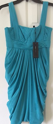 NWT BCBG Max Azria Draped Bandage Dress Cyan Blue teal Stretch dress XS |  eBay