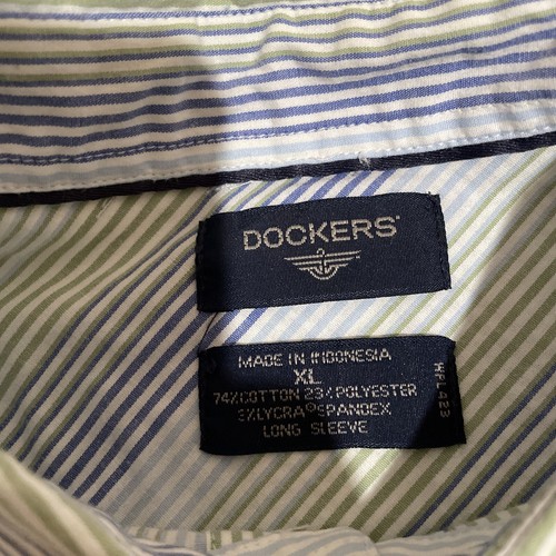 VINTAGE Dockers Shirt Mens XL Extra Large White Blue Green Loose Academia Y2K - Picture 3 of 7
