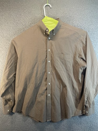 Roundtree&Yorke Long Sleeve Button Down Dress Shirt Men's Size XL Striped