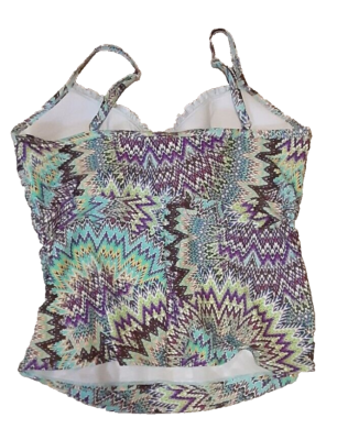 Sunsets Multicolor Geometric Underwire Tankini Swimsuit Tops Size 22W EUC - Main Image